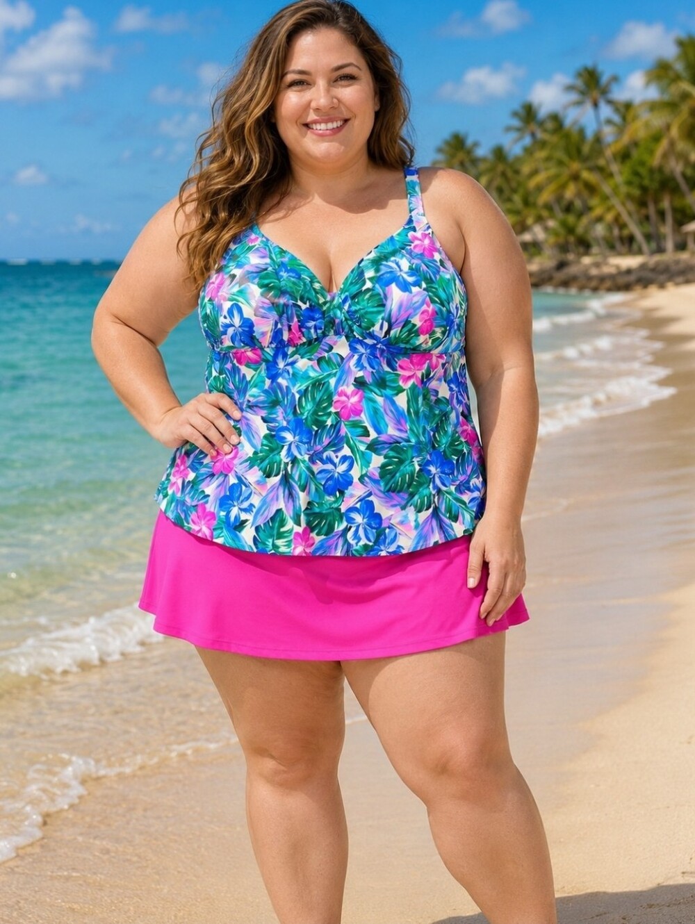 Swimsuits For All Womens 2 Piece Size 46D/26 Floral Tropical NWOT Bathing Suit